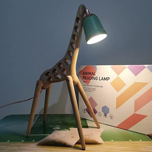 Lumadeira de mesa de leitura de madeira de girafa amonita, novidade noturna para crianças, decoração para crianças decoração