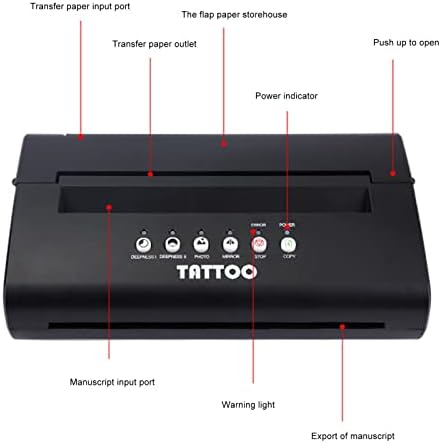 Máquina de transferência de estêncil de tatuagem, máquina de estêncil de transferência leve portátil com papel de transferência,