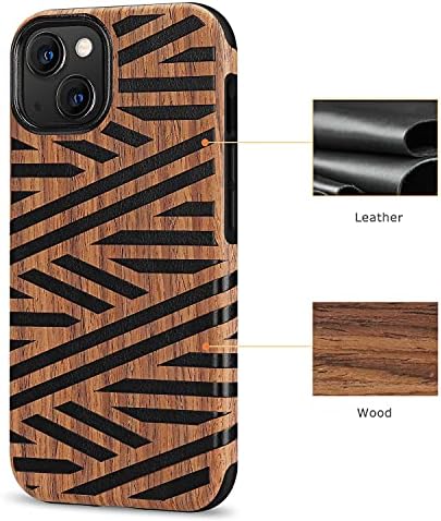 Tasikar Case Compatível com iPhone 13 mini capa, grãos de madeira com design de couro de design híbrido capa de capa de telefone compatível