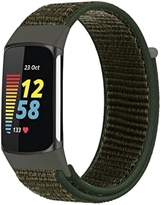 Navor compatível com carga Fitbit 5 Banda ajustável, pulseira de reposição de nylon loop pulseira para homens e mulheres