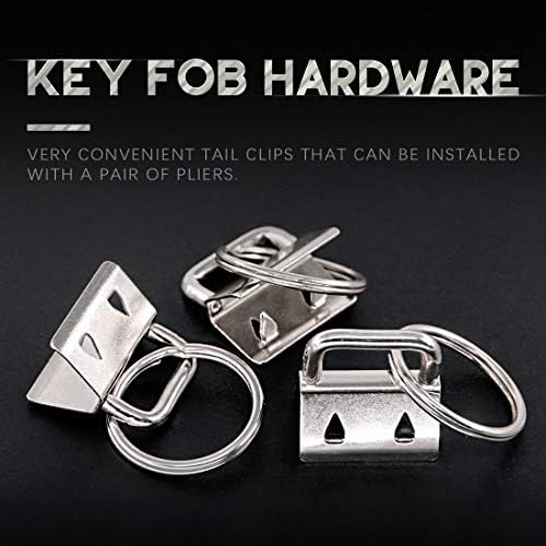 SWPEET 45pcs Sliver Hardware FOB de chave de 4/5 polegadas com anéis de chaves, perfeitos para pulseiras de bolsa com