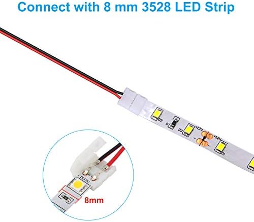 Linkstyle 54pcs conectores de tira de luz LED, 3528 2 pinos 8mm Conector de luz de tira LED, kit de extensão de tira