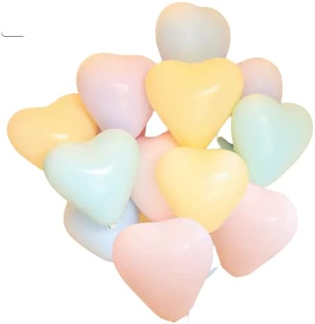 50 contagem de balões de látex de formato de coração multicolorido para aniversário de casamento, aniversário, dia