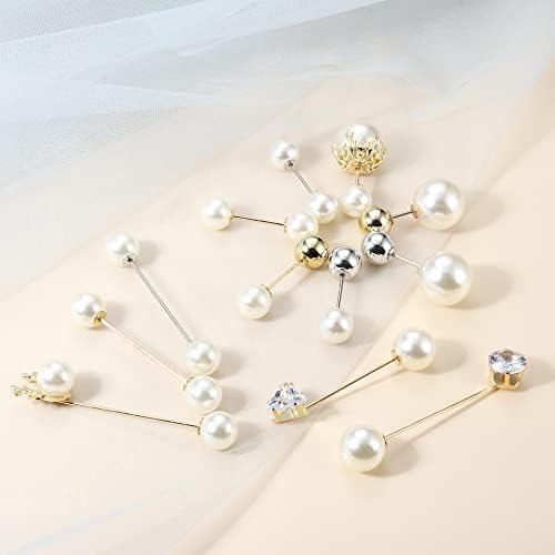 Ubjuliwa 31pcs Faux Pearl Broche Pins for Women Fashion Safety Pins for Roupos Sweater Shawl Pins Jeans Cardigan Dress Clips Rhinestone Broches