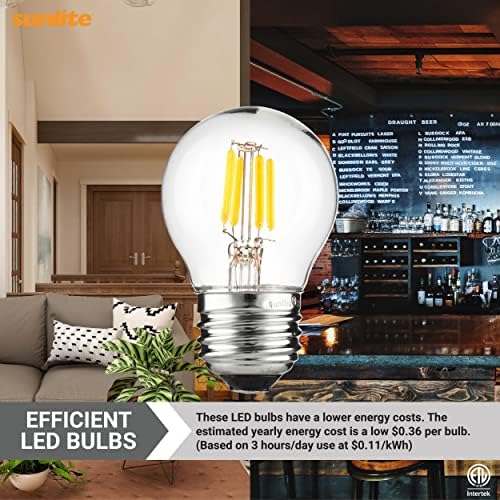 Sunlite 80454 LED G16 FILAMENT GLOBE BLUBLE, 3 watts, 250 lúmens, base consumível, média E26, lâmpadas curtas para quarto, cozinha,