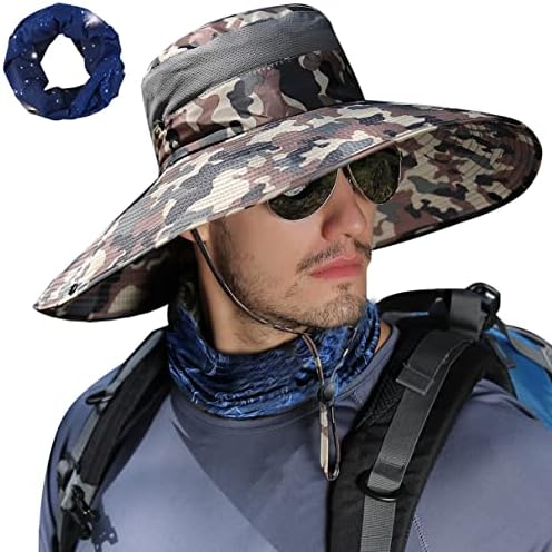Chapéu de sol para homens Mulheres largas baldes chapéu UV Proteção de água repelente de água Chapéu ventilado para pesca