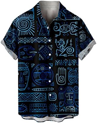 4zhuzi camisa havaiana masculino gráfico étnico de manga curta camiseta de impressão casual tampes de lapela de lapela