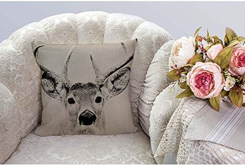Desenhos de hgod 18 x 18 polegadas de linho de algodão decorativo capa de almofada de travesseiro, veado elk cinza
