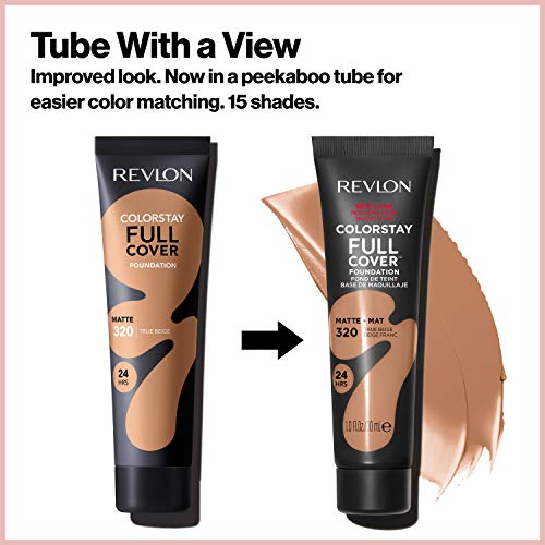 Revlon ColorStay Capa completa Longwear Fundação fosca, maquiagem leve e de face leve resistente ao calor e suor