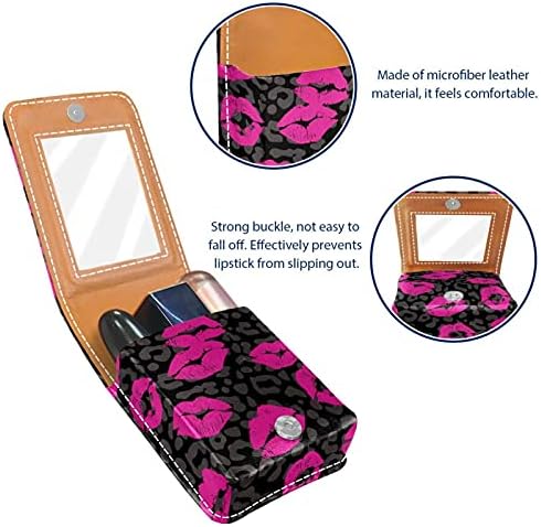 Caixa de batom de maquiagem para lábios externos beijo de batom portátil Organizador com espelho Mini Makeup bolsa leva até 3 batom