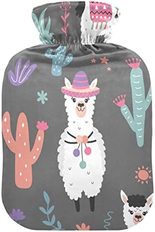 Garrafas de água quente com capa Llama Alpaca Saco de água quente para alívio da dor, dor no ombro do pescoço, almofada