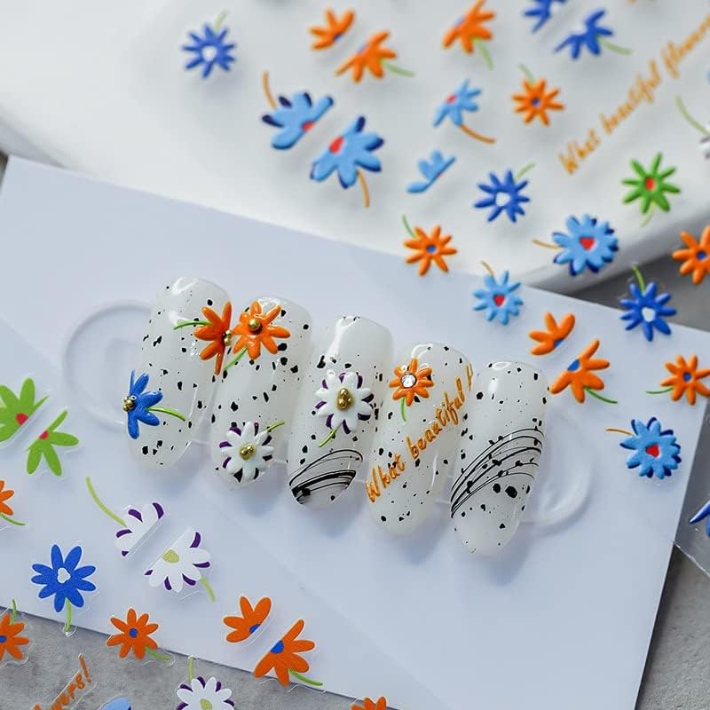 New Craft 3D Nail Anail Sticker Coloful Flower Blower Unhas Adequadores de adesão Pressione Pressione no Design de Manicure da unha