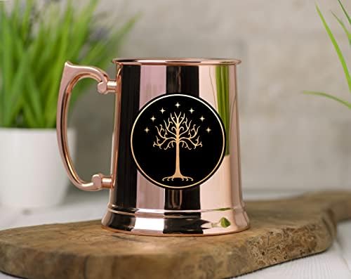 Árvore de Gondor Moscou Mula Caneca, Lord Rings Copper Stein Beer Caneca, Presente para ele cerveja Stein 21oz Metal Tankard Copo de
