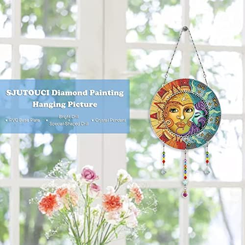 Kits de pintura de diamante Sjutouci para adultos, pingente de cristal de pintura de sol e diamante DIY para decoração