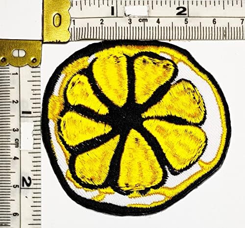 Kleenplus 2pcs. Bonito bonito amarelo limão fatiado desenho animado de desenho animado ferro bordado ferro de limão em crachá