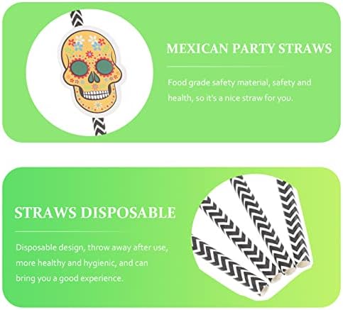 ABOOFAN mexicano Fiesta Party Paper Straws: Cinco de Mayo Straw Fiesta Fiesta Taco Fabricações 12pcs para Carnavals Festival Luau