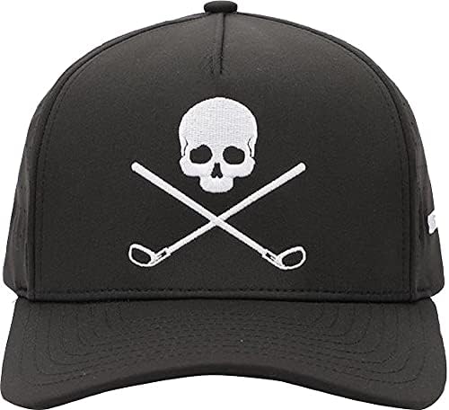 Crânio shankitgolf e ossos cruzados chapéu de golfe caveira ajustável diversão engraçada chapéu de golfe masculino preto cinza