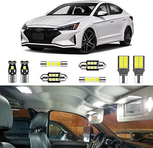 Lighsta 8pcs Super Blh White Interior Pacote de luz LED LED para Hyundai Elantra 2017 2018 2019 2020 2021 2022 + Luzes da placa