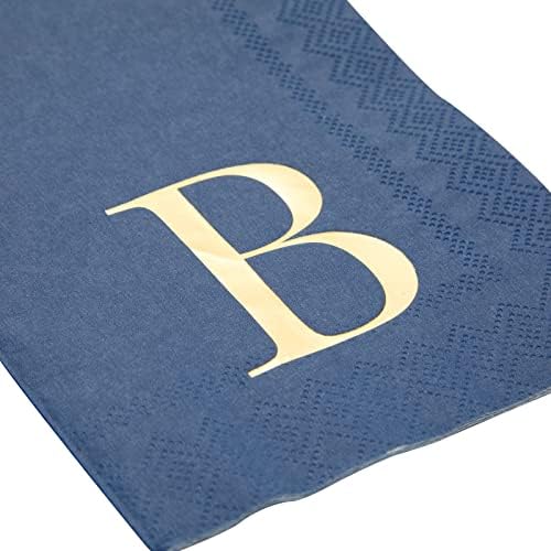 Nudários de monograma azul marinho de 100 pacote com letra m, folha de ouro inicial para recepção de casamento, festa