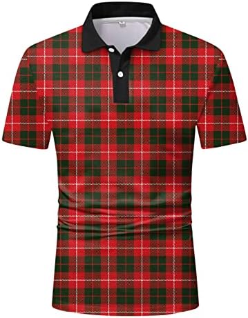 Camisas pólo xadrez masculinas do HDDK, manga curta de camisa de golfe casual de manga curta esportes de verão