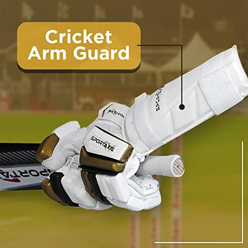 Guarda do braço de críquete SPORTAXIS, alça dupla, espuma interior macia, proteção do braço, branco