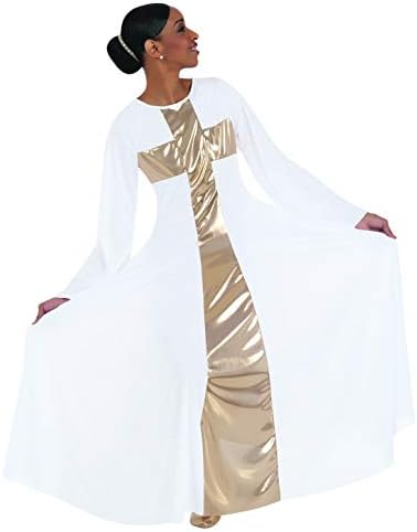 Vestido longo de louvor Cross - SCR feminino com ouro / 4x