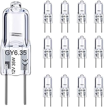 Gy6.35 Lâmpadas de halogênio 12 volts 35 watts, 12 pacote 2 pino Gy6.35 Base Bulbo, substituição T4 Tubular JCD Bulbo para luzes