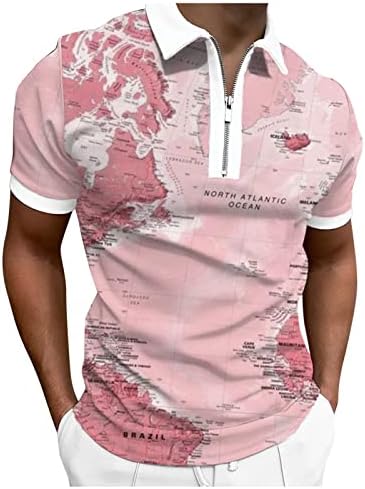 Camisa de camiseta casual de camiseta masculina Camisa de golfe retro Rua ao ar livre Mangas curtas Roupas de impressão de botão