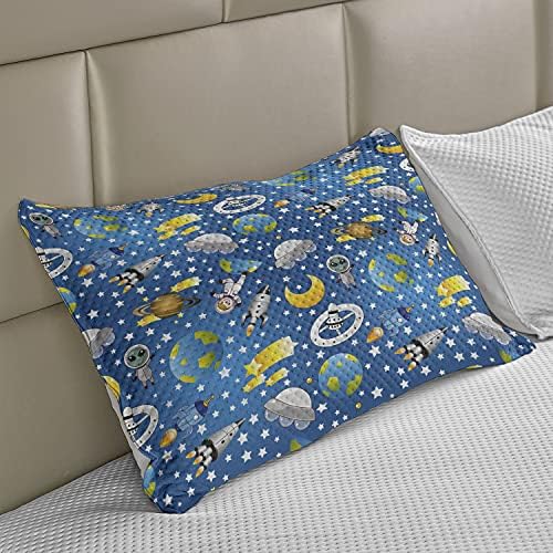 Ambsosonne Space micotela de colcha de travesseiros, o astronauta alienígena e humano com estrelas de tiro Lua e imagem da terra,