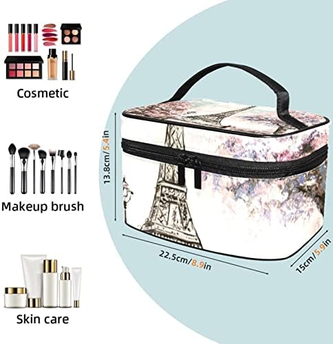 Bolsa de maquiagem de viagem Yoyoamoy, pintando amante da torre Eiffel grande bolsa de cosmética maquia
