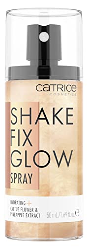 Catrice | Shake Fix Glow Spray | Define maquiagem e hidrata a pele | Feito com flores de cacto e extrato de abacaxi | Livre de óleo,