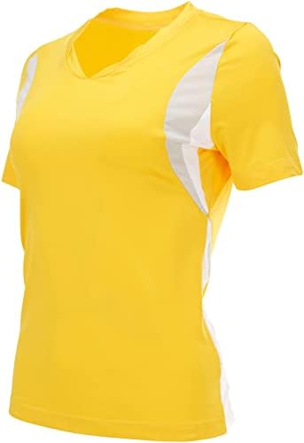 Mulheres de moda ativa de moda seca Athletic Athletic Wicking V Neck Camisetas para mulheres-T-shirt 1 e 2 pacote