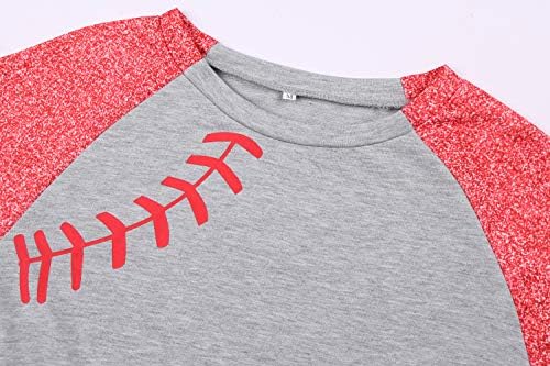 Tops de pulôver de beisebol para mulheres raglan manga longa camisa de moletom casual de pescoço