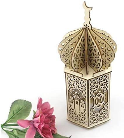 Ramadã Mubarak Luzes decorativas Eid de madeira LED Night Light for Muslim Festival Party Table Decoration