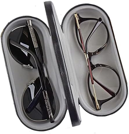 Caixa de óculos duplos para dois quadros - Caixa clássica de molusco 2 óculos - espelho embutido