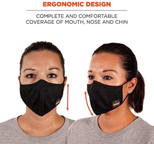 Ergodyne 8800 máscara de tampa de face com contornos de duas camadas, grande/xl, 3 pacote, preto