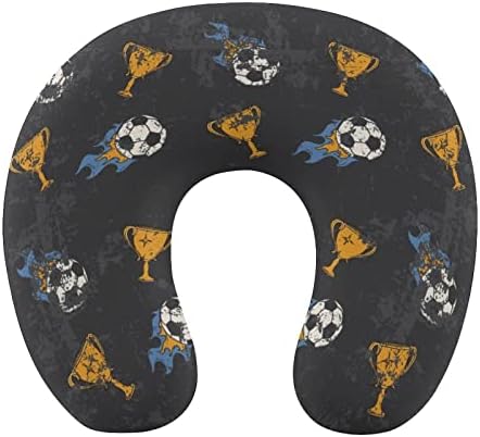 Scooer Football On Fire Travel Neck travesseiro macio em forma de U travesseiro lavável travesseiro lavável para o escritório