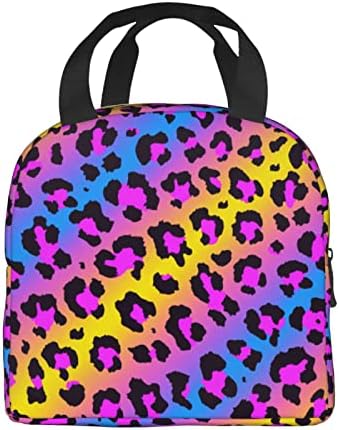 Uyeugv lanche de leopardo colorido para meninos meninas adolescentes chita reutilizável lanchone