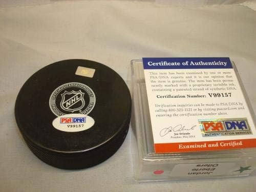 Jordan Eberle assinou o Edmonton Oilers Hockey Puck PSA/DNA CoA 1A - Pucks NHL autografados