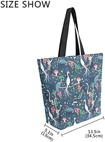 Zzxxb pavão cobra reutilizável bolsa de compras de lona saco de sacola grande bolsa lavável dobrável ombro para mulheres