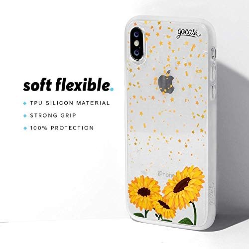 Caso Gocase Daisys Compatível com iPhone 8 Plus transparente com impressão de silicone transparente TPU Proteção Case resistente