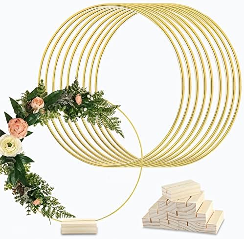 10pcs de 12 polegadas Metal Floral Hoop Centerpipe Decorações de mesa, grinaldas douradas anéis de arco macram
