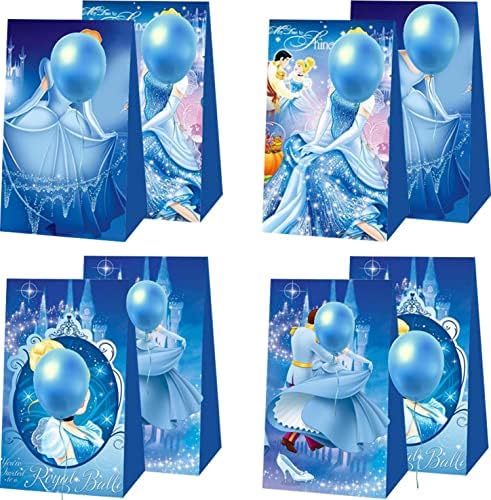 12 PCS Princess Party Favor Sacts, Prince and Princess Candy Bags Kraft Paper Bag para suprimentos de festa com temas de princesa