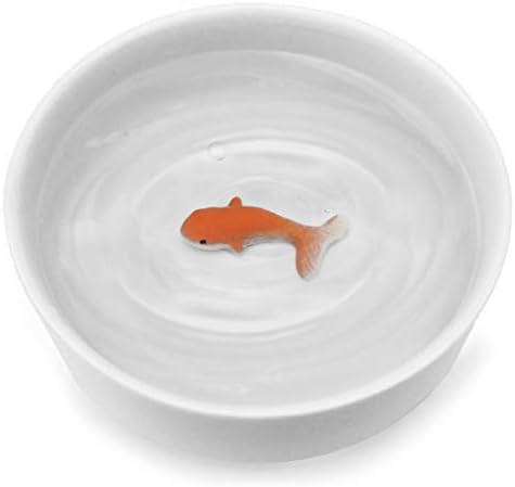 Suck UK | Tigela de gato de cerâmica | Tigelas de gato para água com peixe 3D | Suprimentos de alimentação e rega