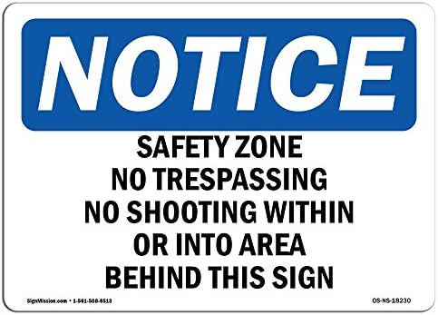 Sinal de aviso de OSHA - zona de segurança sem invasão de nenhum tiroteio dentro | Sinal de plástico rígido | Proteja seu negócio,