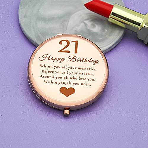 Presentes de 21º aniversário para seus melhores presentes de aniversário para o espelho de bolso irmã feliz 21º aniversário de 21 anos