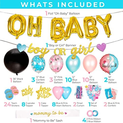 Baby Nest Designs Gênero Revelar suprimentos de festa com o balão de revelação de gênero original! Banner de meninos ou