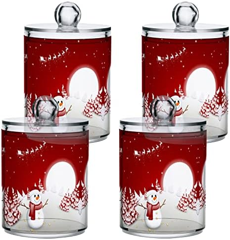 Alaza 2 Pack Qtip Dispenser Dispenser Christmas Snowman 18 Bathring organizer Banelas para bolas de algodão/swabs/almofadas/fio
