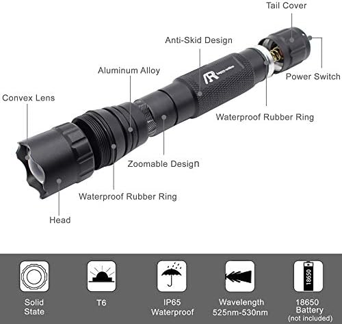 AR feliz on -line 2 pacote de pacote com zoomable lanterna de luz verde lanterna tática, um modo único, foco ajustável