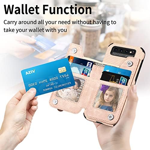Capa de telefone para a capa da carteira Samsung Galaxy S10 Plus com protetor de tela e portador de crédito com zíper suporte de couro